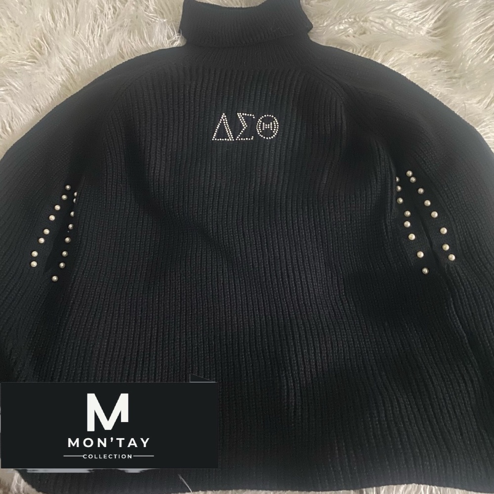 Delta Sigma Theta Black pearl sweater poncho
